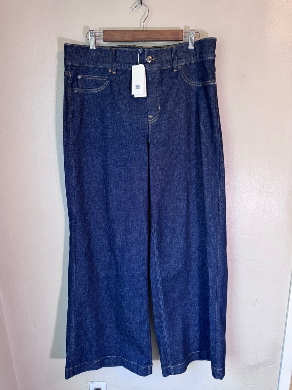 SPANX Wide Leg Denim Jeans Raw Indigo Wash Size 1T